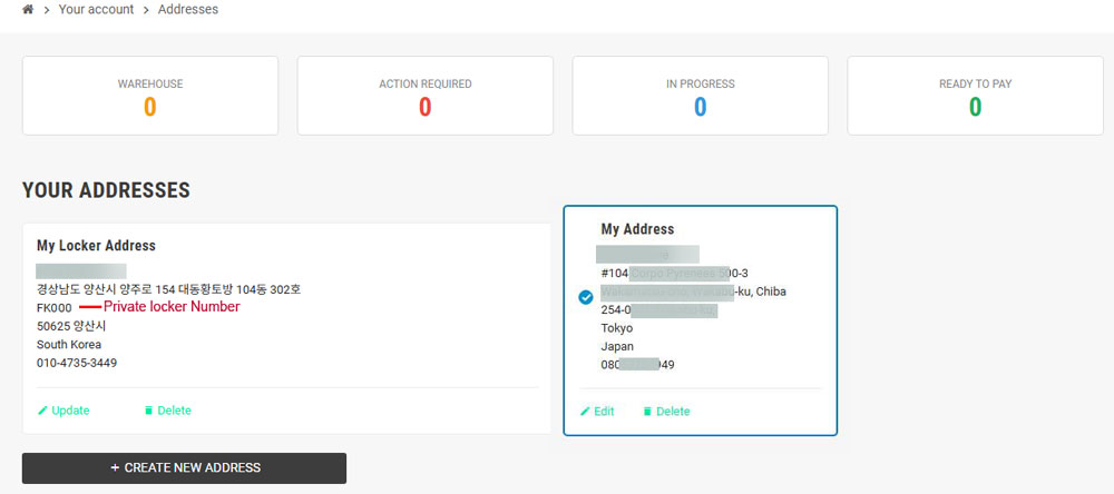 Fashion Korea My Account Address Dashboard